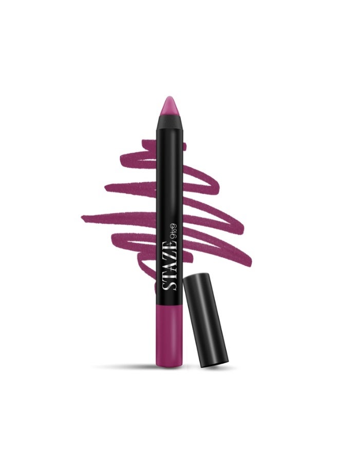 Staze 9to9 Pout On Matte + Smudgeproof Lip Crayon | Non-Drying, Transferproof & Sharpenable| Pigmented Matte Finish | 12-Hour Stay | Lightweight | 12 Fine Wine | 3.5 g - Image 1